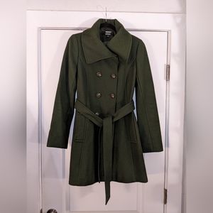 Green DKNY Wool Trench Pea Coat